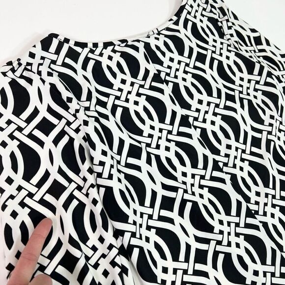 Jude Connally Shift Dress Womens XS Black White Trellis Elastic preppy mature - Picture 10 of 11
